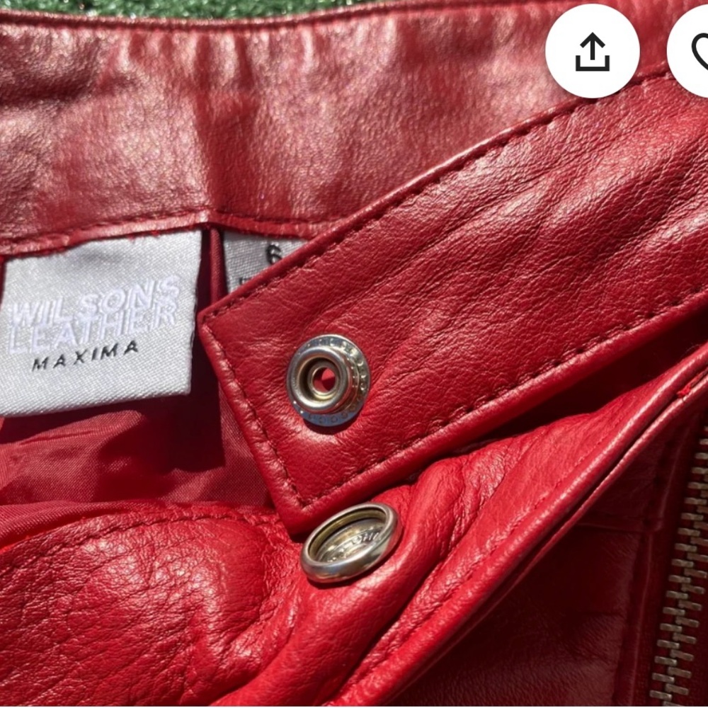Wilsons Leather Red Asymmetrical Mini Skirt Zipper - Picture 3 of 15